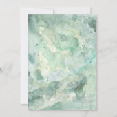 モダン緑の水の色結婚の 招待状 (裏面)