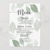 モダン緑の水色の葉のメ結婚ニュー メニュー (正面)