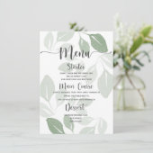 モダン緑の水色の葉のメ結婚ニュー メニュー (スタンド正面)