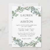 モダン緑の白とセージシンプルの結婚 招待状 (正面)