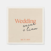 モダン緑の結婚台本 スタンダードカクテルナプキン (正面)