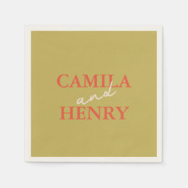 モダン緑の結婚台本 スタンダードカクテルナプキン