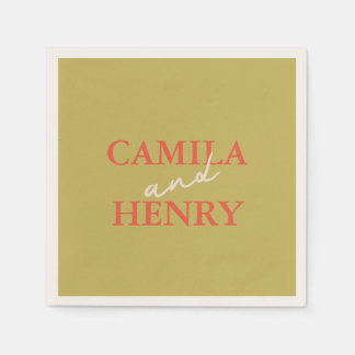 モダン緑の結婚台本 スタンダードカクテルナプキン