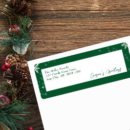 モダン緑の線差出人住所ラベル ラベル