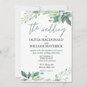 モダン緑の花シンプル結婚式招待状 招待状 (正面)