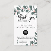 モダン緑の葉ピンクのロ感謝していゴの順 名刺 (正面)