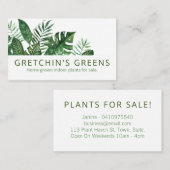 モダン緑の葉白いが家で育つ屋内植物 名刺 (正面/裏面)