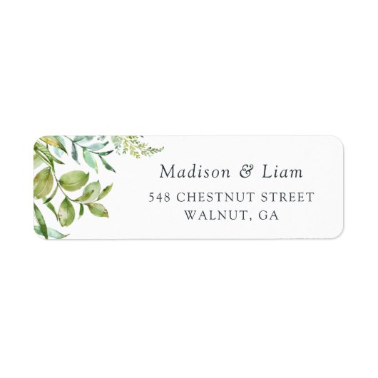 モダン緑の葉葉の植物学 ラベル (正面)