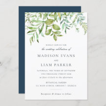 モダン緑の葉葉はネイビ結婚ー