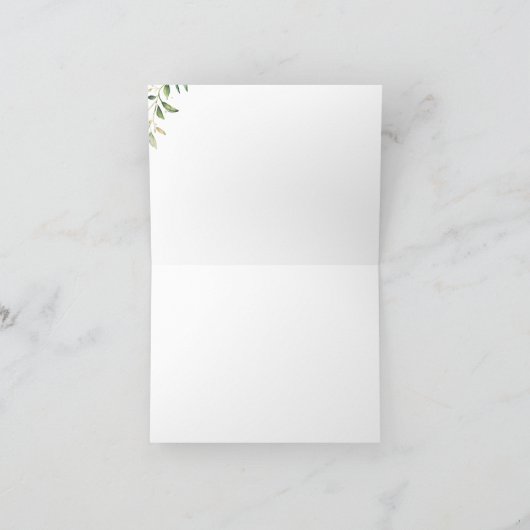 モダン緑の金ゴールド幾何素朴結婚の サンキューカード (内部)