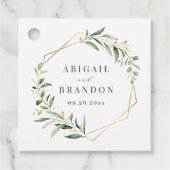 モダン緑の金ゴールド幾何素朴結婚の フェイバータグ (正面)