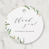 モダン緑の金ゴールド幾何素朴結婚の フェイバータグ (裏面)