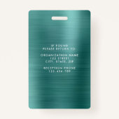 モダン緑フェイクの金企業の属写真ID バッジ (裏面)