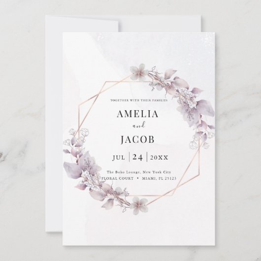 モダン緑色幾何学の招待 招待状 (正面)