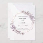 モダン緑色幾何学の招待 招待状 (正面/裏面)