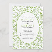 モダン緑葉の結婚文様 招待状 (正面)