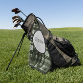 モダン緑/グレーの格子状デザイン ゴルフタオル (グリーン)