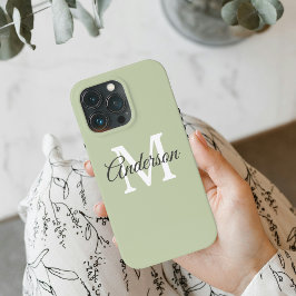 モダン緑 |個人イニシャル iPhone 13 PROケース
