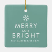 モダン緑 |写真 |家族のプレゼント セラミックオーナメント (裏面)