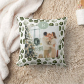 モダン緑 |家族の写真 |イニシャルスロー クッション (ブランケット)