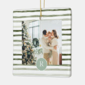 モダン緑 |家族の写真 |イニシャル セラミックオーナメント (左)