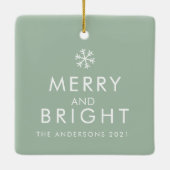 モダン緑 |家族の写真 |イニシャル セラミックオーナメント (裏面)