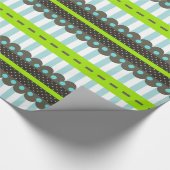 モダン緑、青、茶色のストライプドットのパターン ラッピングペーパー (角)