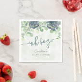 モダン緑Ohボーイブルーフローラベビーシャワー スタンダードカクテルナプキン (インサイチュ)