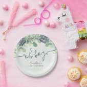 モダン緑Ohボーイブルーフローラ赤ちゃんシャワー ペーパープレート (パーティー)