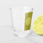 モダン線シンプルストライプフローラモノグラム名 ショットグラス (左)