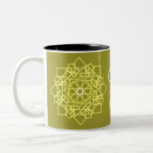 モダン線シンプルストライプフローラモノグラム名 ツートーンマグカップ (左)