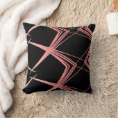 モダン線パターン黒とピンク クッション (ブランケット)