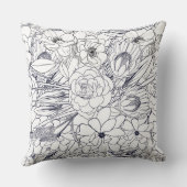 モダン線画手描きフローラガーリーデザイン クッション (裏面)