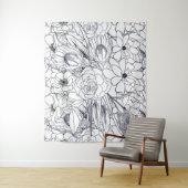 モダン線画手描きフローラガーリーデザイン タペストリー (インサイチュ)