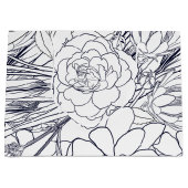 モダン線画手描きフローラガーリーデザイン ラージペーパーバッグ (正面)