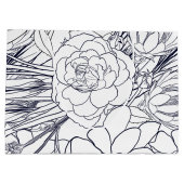 モダン線画手描きフローラガーリーデザイン ラージペーパーバッグ (裏面)