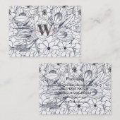 モダン線画手描きフローラガーリーデザイン 名刺 (正面/裏面)