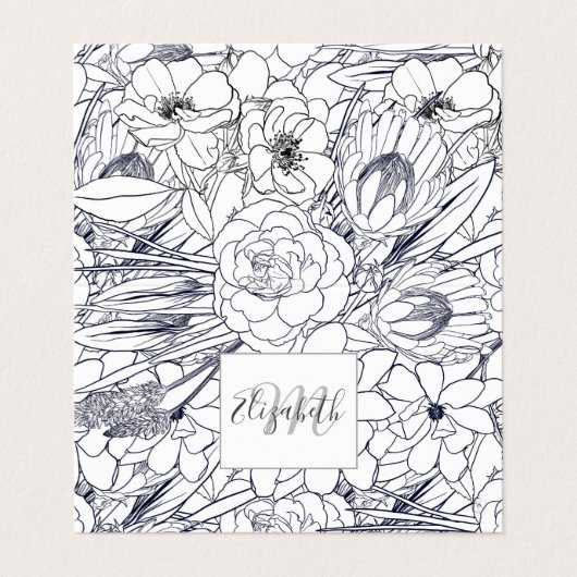 モダン線画手描きフローラガーリーデザイン 名刺 (外部フラット)