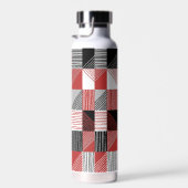 モダン線、黒、赤、白、灰色のチェック ウォーターボトル (右面)