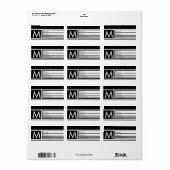 モダン編集可能な幾何学模様の白黒のアドレス ラベル (フルシート)