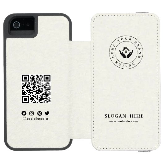 モダン編集可能ロゴ | qrコードおよび文字 incipio iPhoneウォレットケース (フォリオ Open)