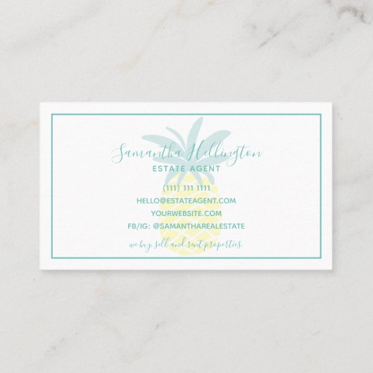 モダン編集実在可能なパイナップル 名刺 (裏面)