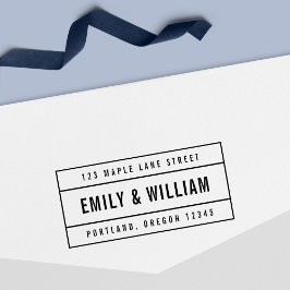 モダン縁どはっきりしたカップル名差出人住所 セルフインキングスタンプ