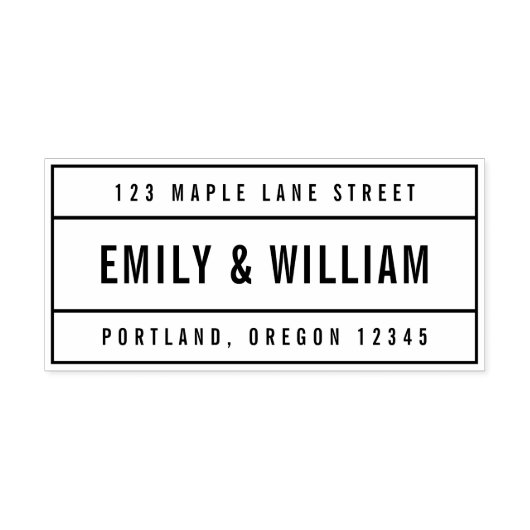 モダン縁どはっきりしたカップル名差出人住所 セルフインキングスタンプ (デザイン)