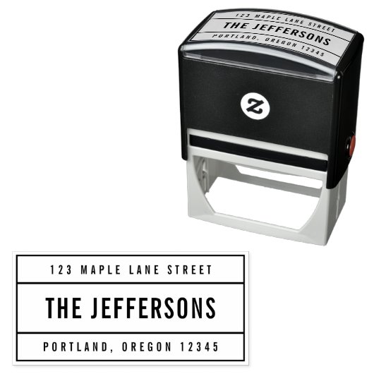 モダン縁どはっきりしたファミリ名差出人住所 セルフインキングスタンプ (インサイチュ)