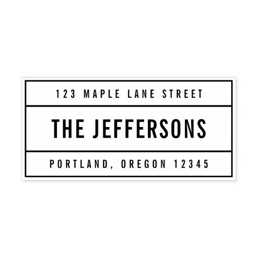 モダン縁どはっきりしたファミリ名差出人住所 セルフインキングスタンプ (デザイン)