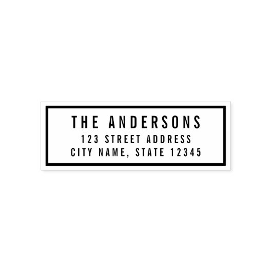 モダン縁どはっきりしたファミリ名差出人住所 セルフインキングスタンプ (デザイン)