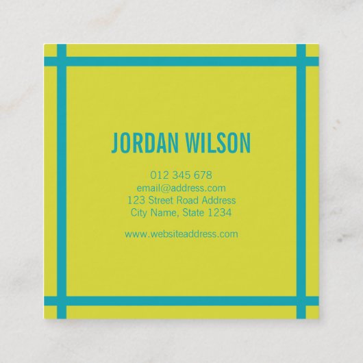 モダン縁どはっきりした鮮やか青と緑 スクエア名刺 (裏面)
