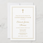 モダン縁どエレガント金ゴールド 招待状 (正面)