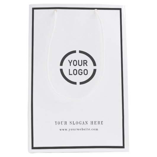 モダン縁どカスタムのロゴ ミディアムペーパーバッグ (正面)